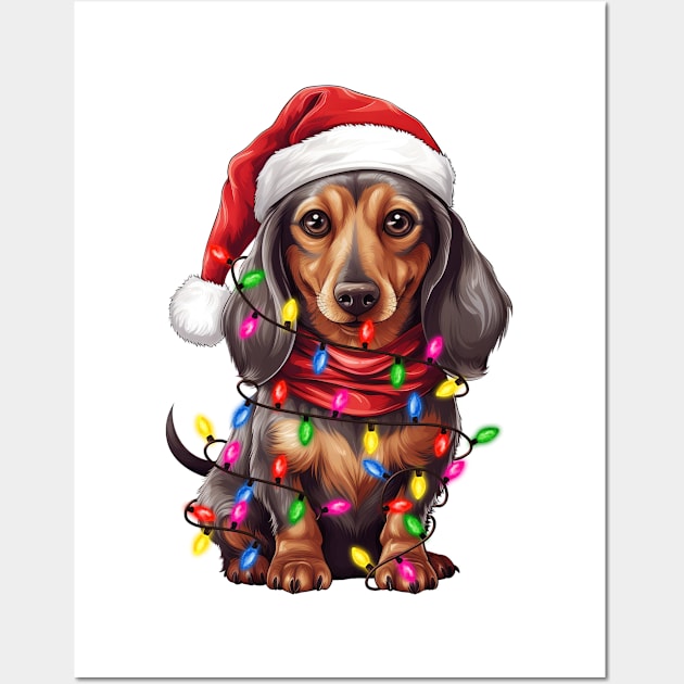 Christmas Dachshund Wall Art by Chromatic Fusion Studio